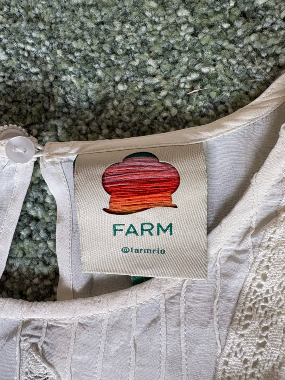 FARM Rio Cream Lace Yoke Peasant Blouse - Picture 2 of 4